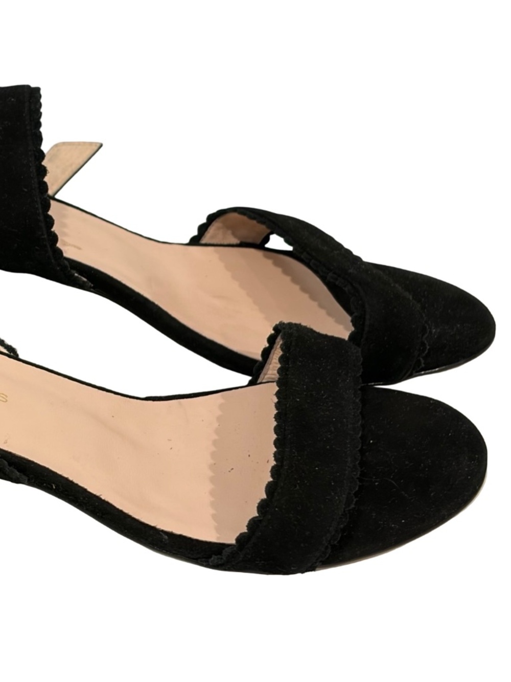 Carmen Salas Black Suede Ankle Wrap Sandal Scallop Detailing SPAIN EU 39 US 9 - Picture 2 of 10
